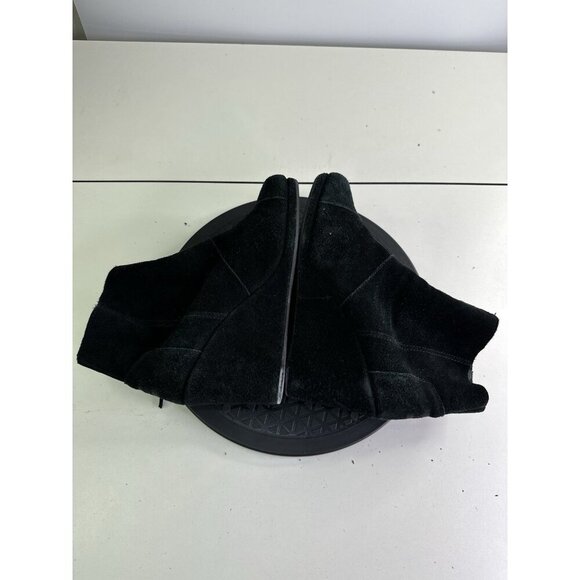 Toms Wedge Bootie Women's Sz 8.5W Black Suede Slip On Side Zip Round Toe - Picture 4 of 9